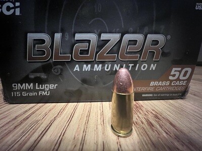 CCI Blazer 9MM LUGER 115GR (50) Rounds FMJ