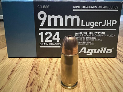 Aguila 9MM Luger JHP 124 Grain