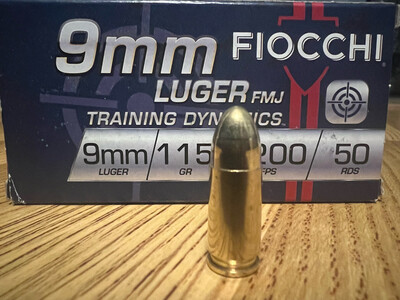 FIOCCHI RANGE DYNAMICS 9MM 124 GRAIN FMJ