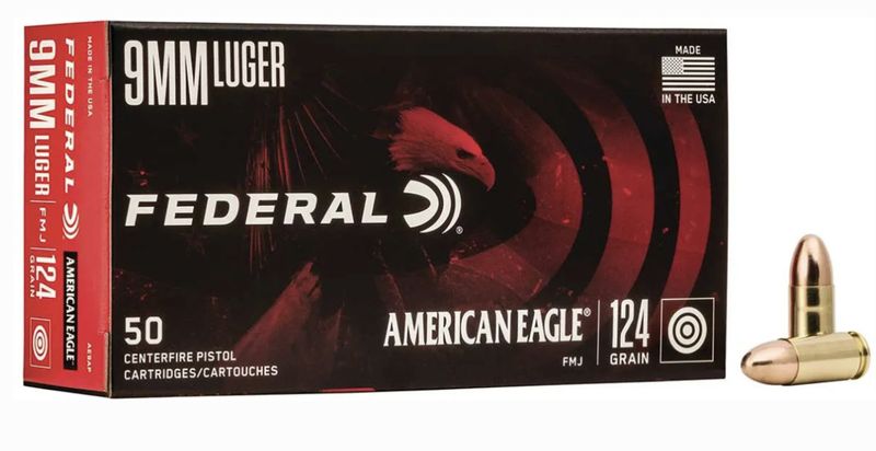 FEDERAL AMERICAN EAGLE 9MM 124GR FMJ