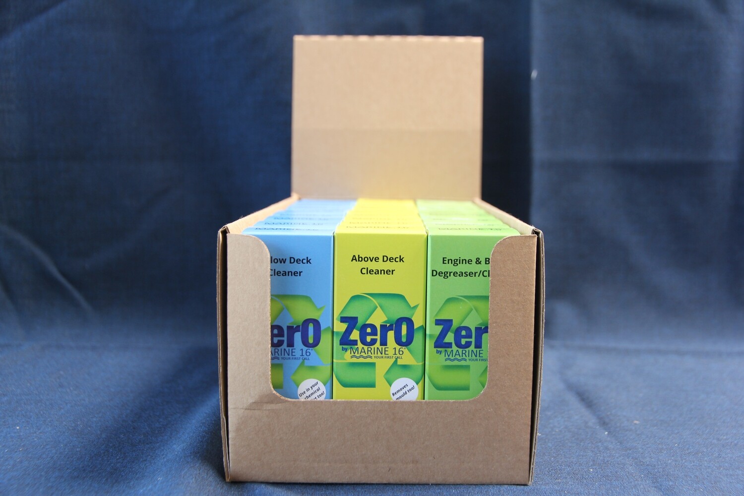 Maritieme ZERO afval-ZERO pollutie-reinigingsproducten in een toonbankset