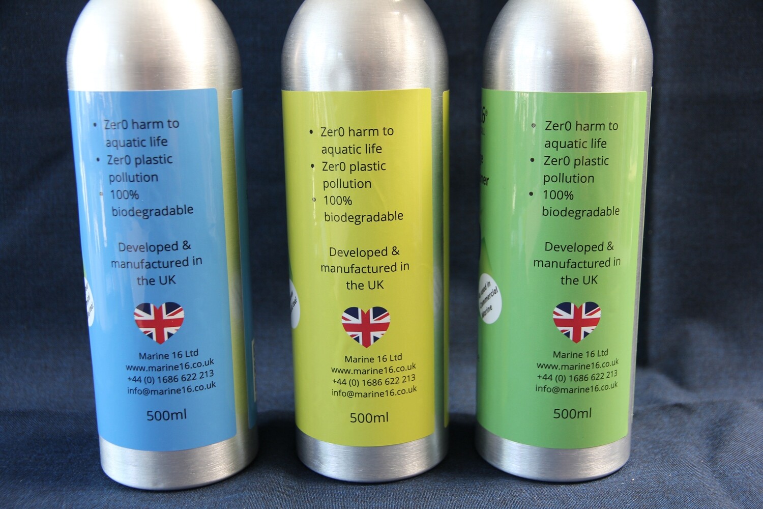 Maritieme ZERO afval-ZERO pollutie-reinigingsproducten in een toonbankset