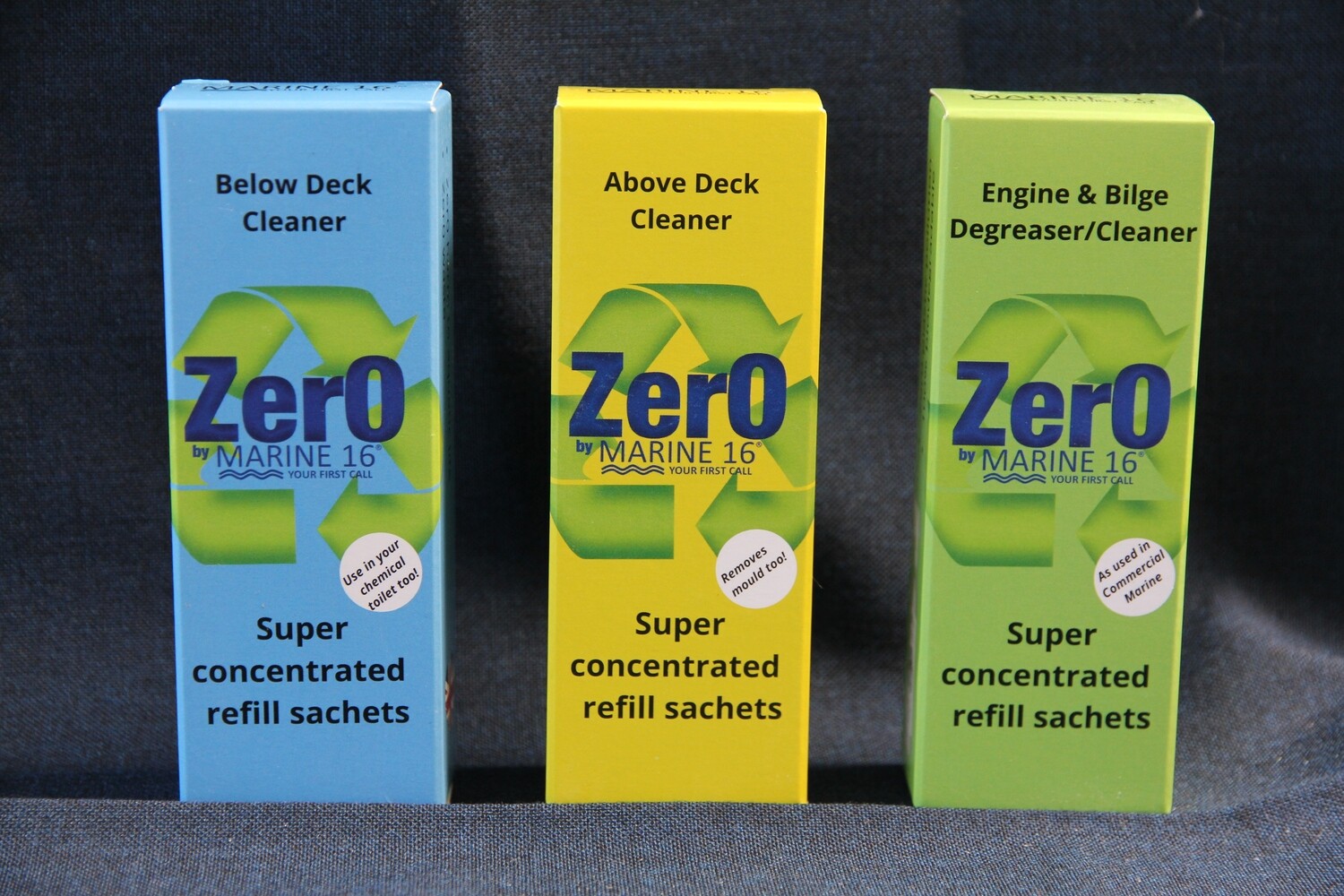 Maritieme ZERO afval-ZERO pollutie-reinigingsproducten in een toonbankset