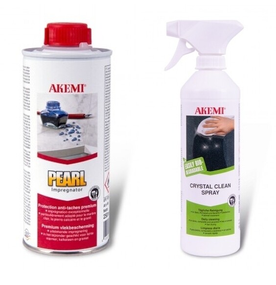 ESSENTIËLE ONDERHOUDSSET VOOR NATUURSTEEN - 
Anti vlek impregnator + Crystal clean spray