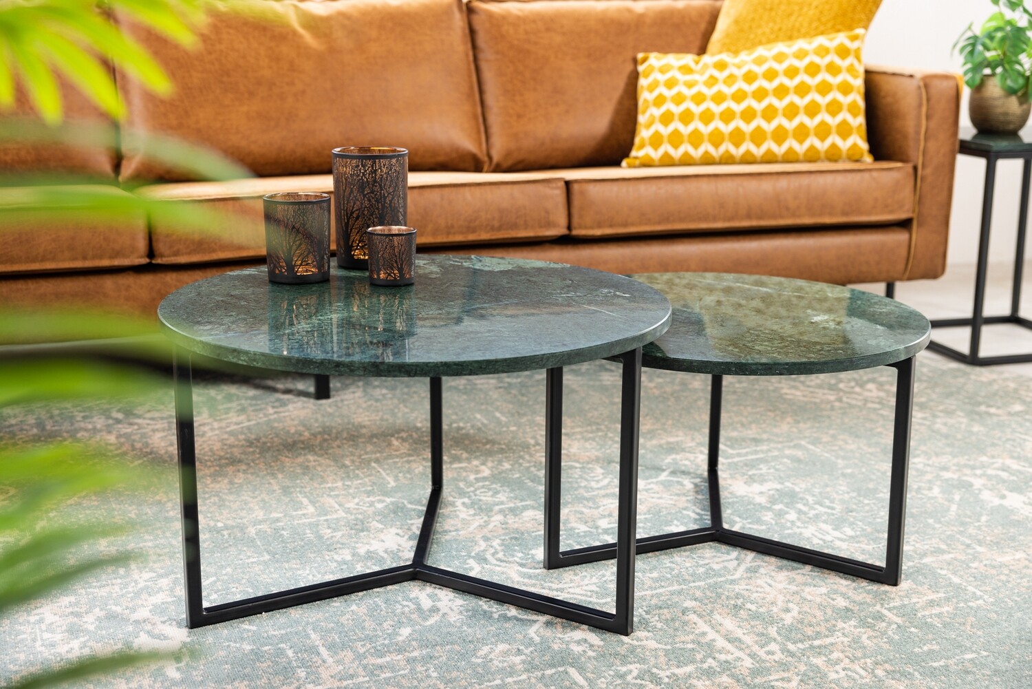Salontafel - Venus Set, Afmetingen: ⌀ 50 cm &  ⌀ 60 cm, Tafelblad: Verde Guatemala - Marmer