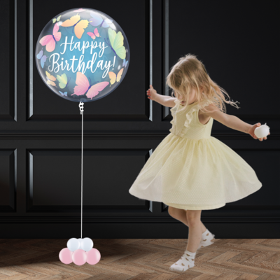Bubble Balloon™ zwevend VLINDERS HAPPY BIRTHDAY