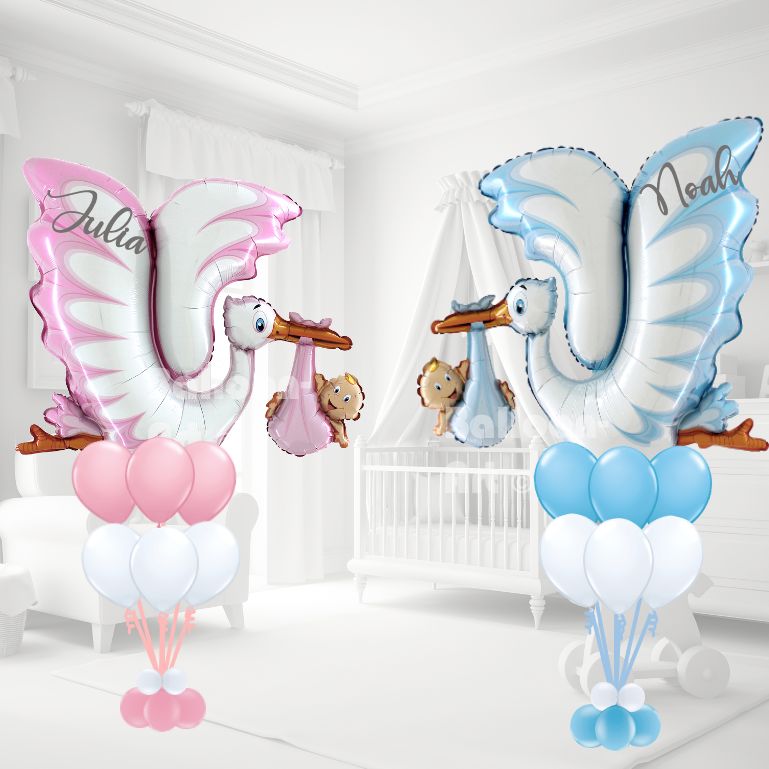 Ooievaar met kindje Zwevend