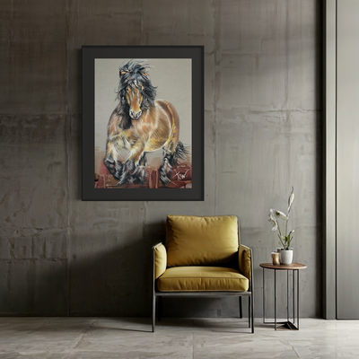 BOERENPAARD - TROTSE HENGST - PRINT 75 x 100 cm