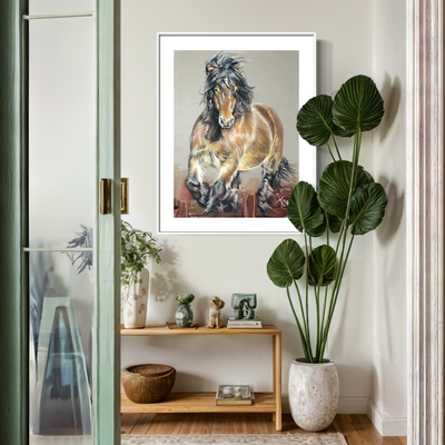 BOERENPAARD - TROTSE HENGST - PRINT 45 x 60 cm