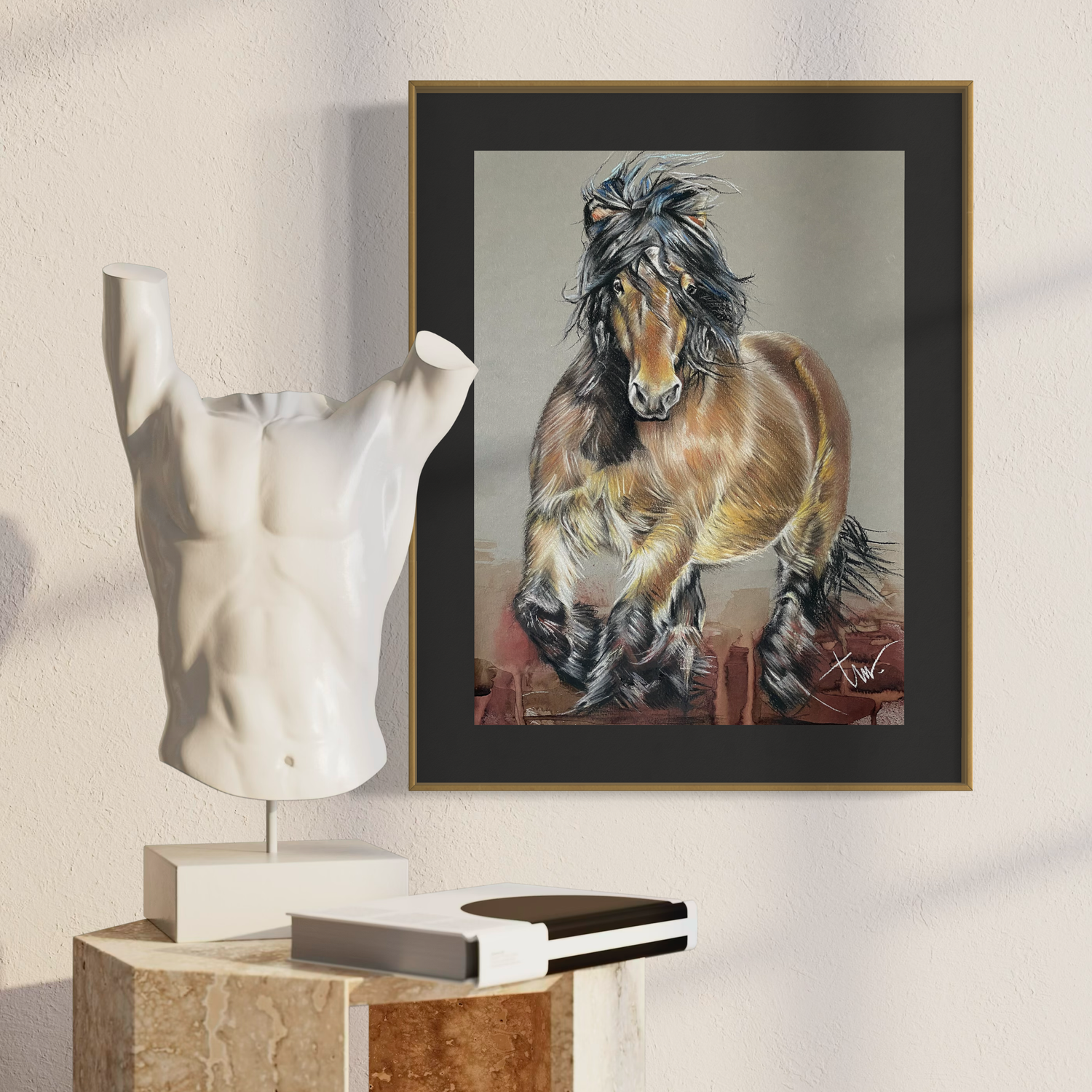 BOERENPAARD - TROTSE HENGST - PRINT 30 x 40 cm (ware grootte)