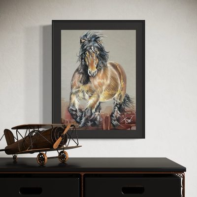 BOERENPAARD - TROTSE HENGST - PRINT 26 x 37 cm