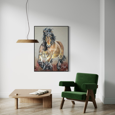BOERENPAARD - TROTSE HENGST - PRINT 90 x 120 cm