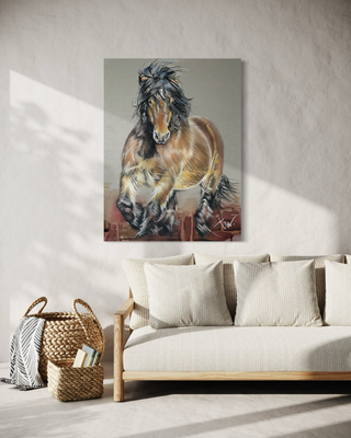 BOERENPAARD - TROTSE HENGST - PRINT 105 x 140 cm