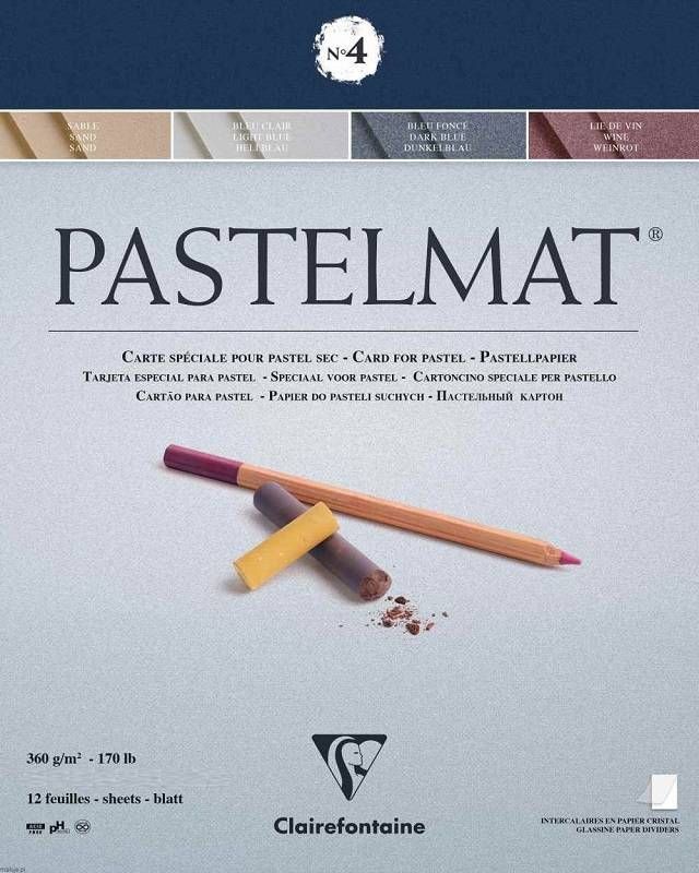 CLAIRFONTAINE PASTELMAT 30x40 cm, KLEUR PASTELMAT: NR4: ZANDKLEUR, CREME WIT, DONKER BLAUW EN WIJNKLEUR