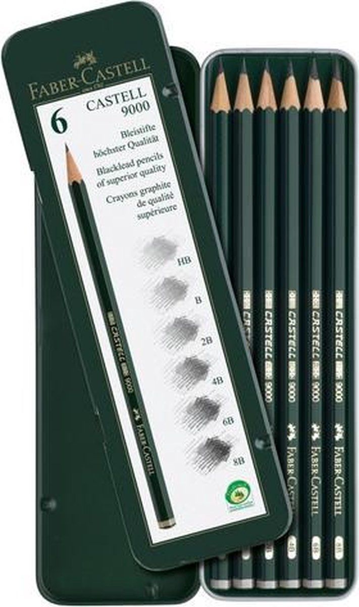 FABER-CASTELL GRAFIET POTLODEN, Aantal: 6 stuks in blik