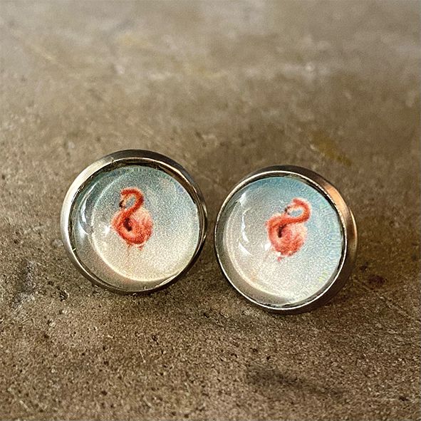 Oorbellen stekers, Kies uit:: flamingo, Vorm: steker