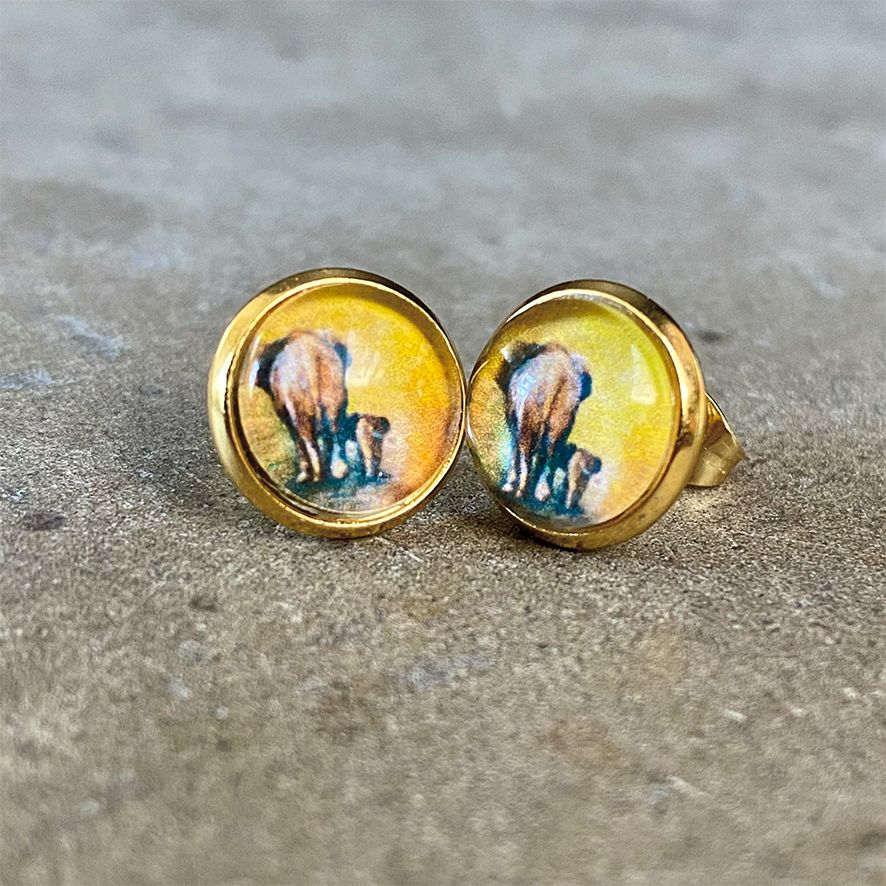 Oorbellen, Kies uit:: olifant, model: goudkleurige stekers , afmeting: Ø 10mm