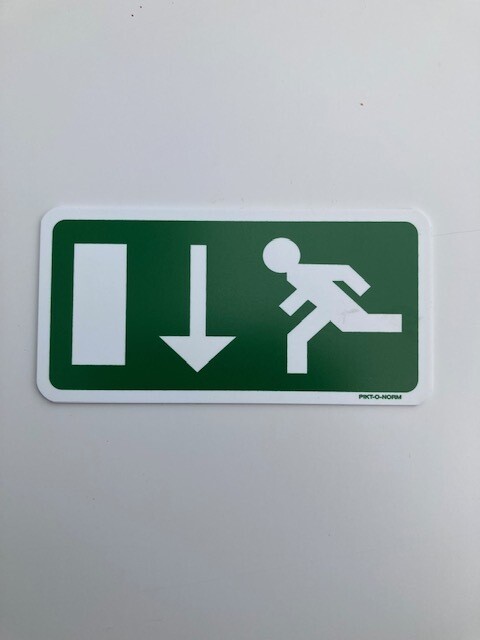Pictogram PVC vluchtroute pijl beneden