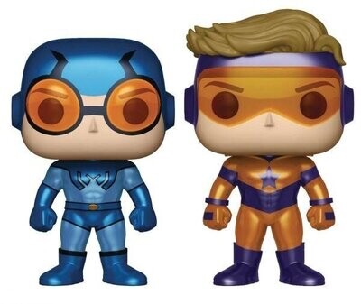 DC Comics POP! Heroes Vinyl Figures 2-Pack Blue Beetle and Booster Gold (Metallic) 9 cm