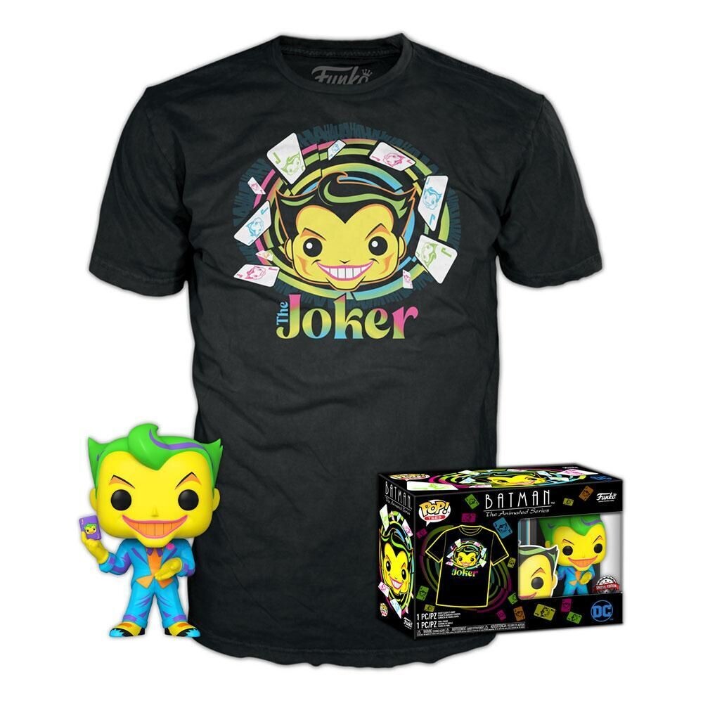 Batman: The Animated Series POP! & Tee Box The Joker (Blacklight), Size: Small