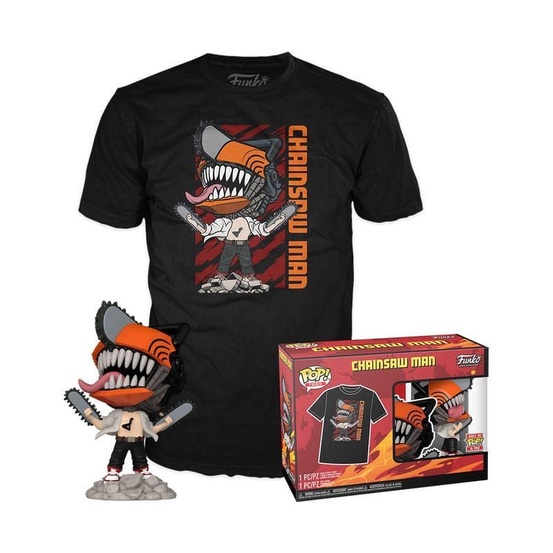 Chainsaw Man POP! Animation Vinyl Figure & Tee Pack Chainsaw man, Size: Small