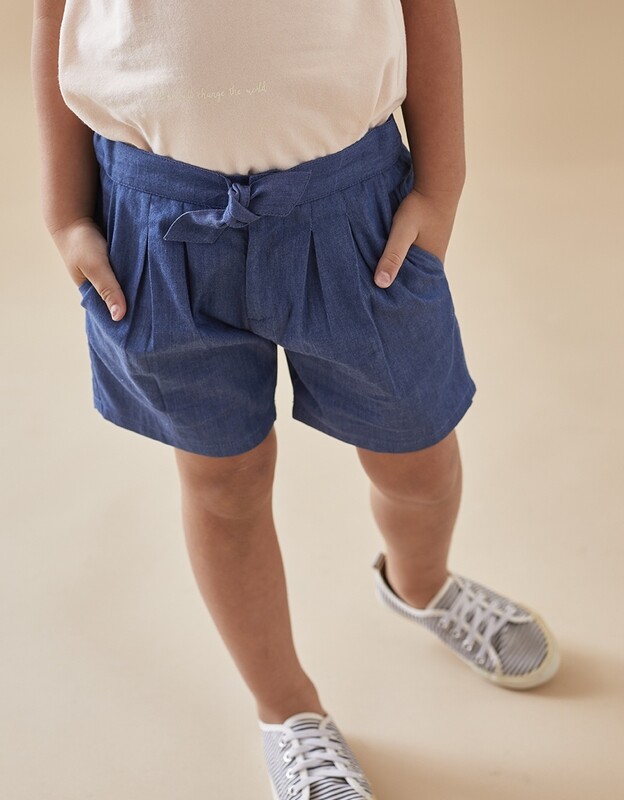 Denim short, blauw