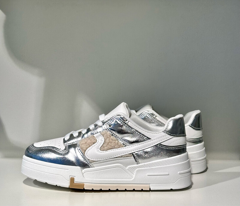 Silver Teddy Sneakers