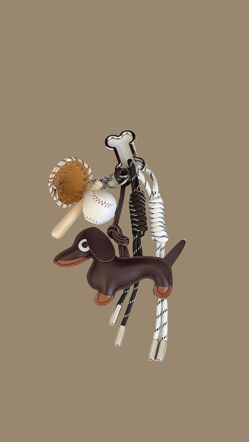 Key Chain Set Teckel Brown Baseball