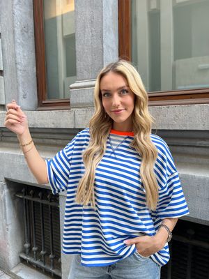 Lena T-shirt Blue/Orange