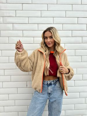 Teddy Bomber Beige/Orange