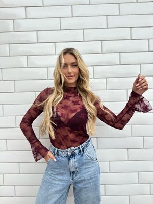 June Lace Top Bordeaux