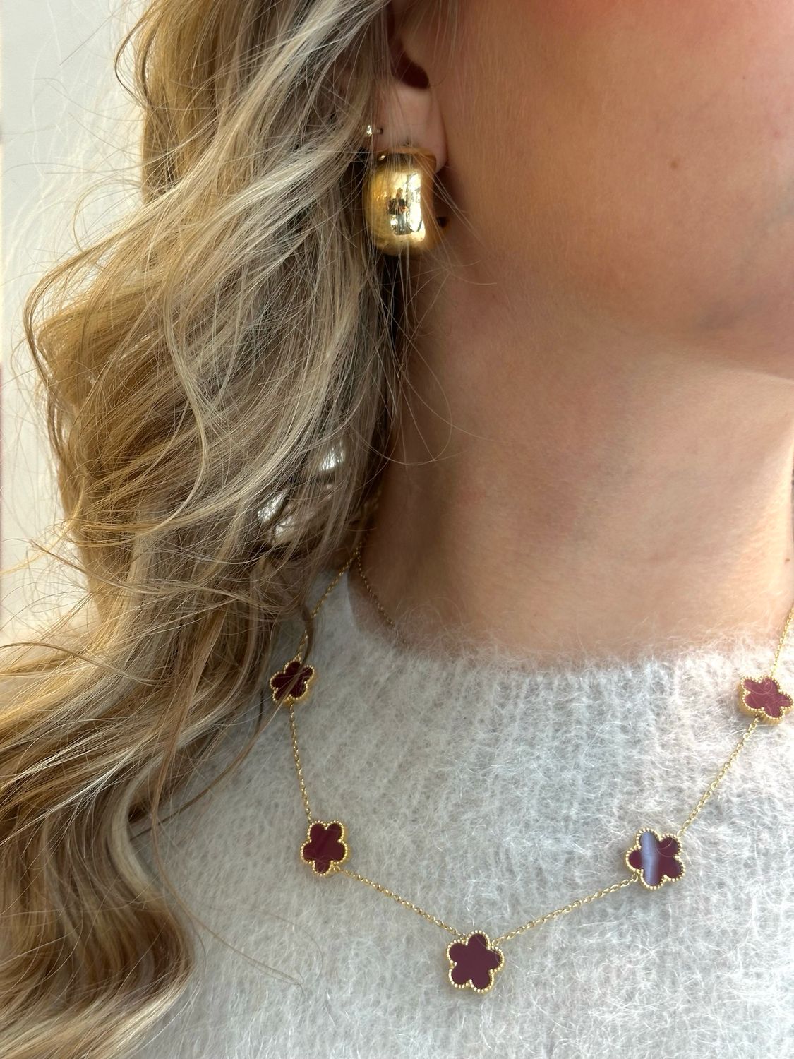 Clover Necklace Bordeaux