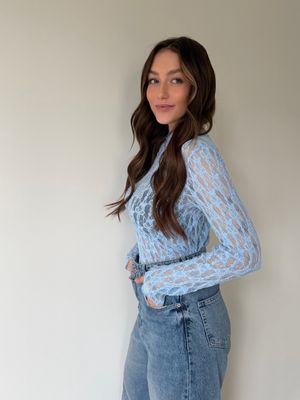 Lena Lace Top Baby Blue