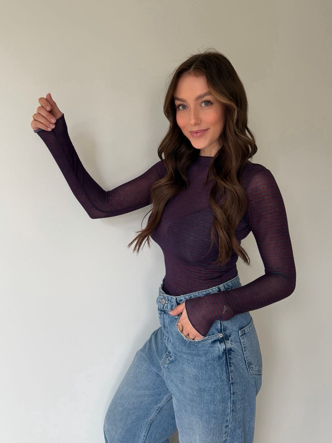 Justine Longsleeve Dark Blue/Bordeaux