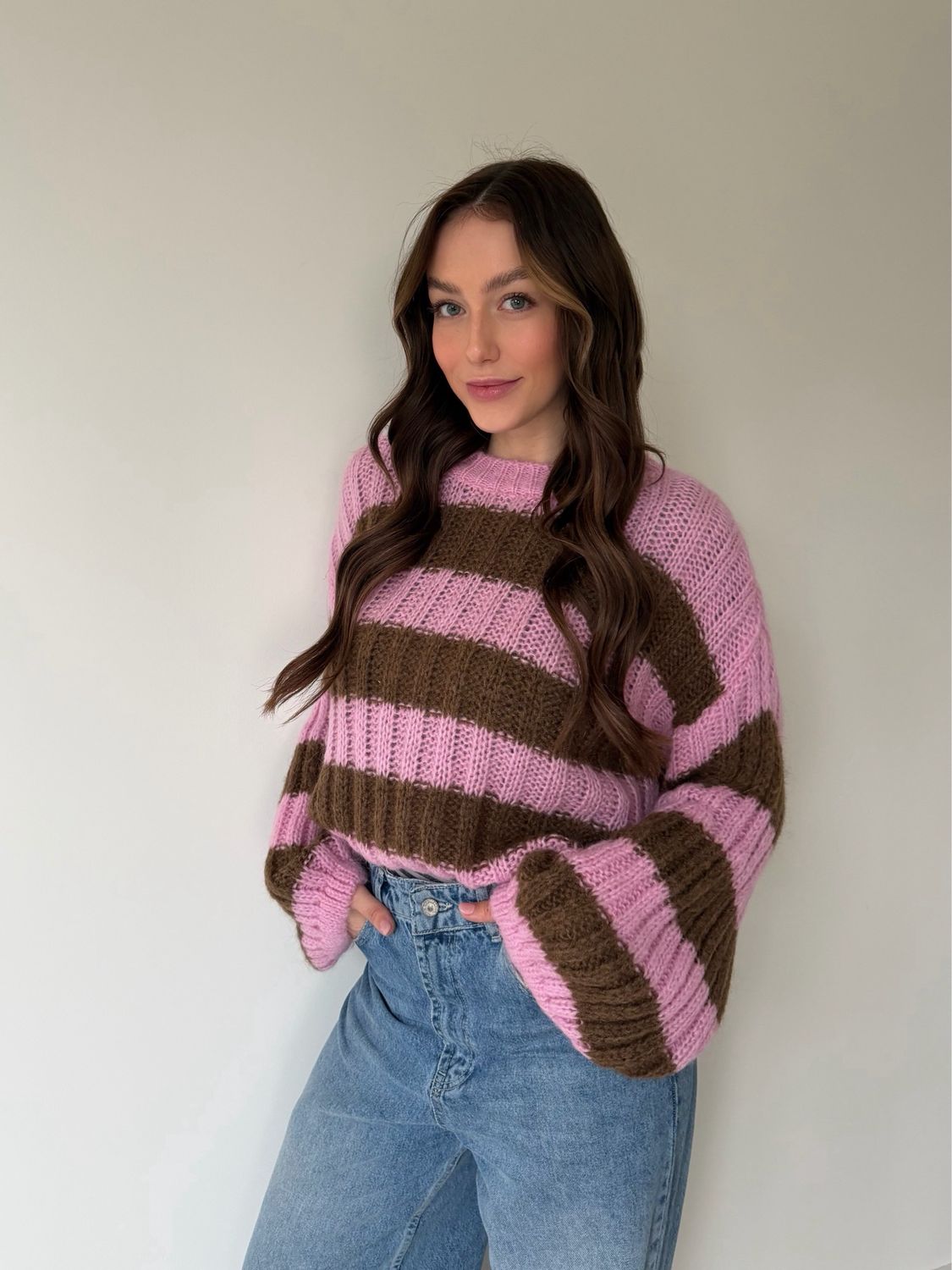 Noa Pull Pink/Brown 30% Kid-Mohair Noa Pull Pink/Brown 30% Kid-Mohair