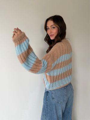 Noa Pull Beige/Blue 30% Kid-Mohair