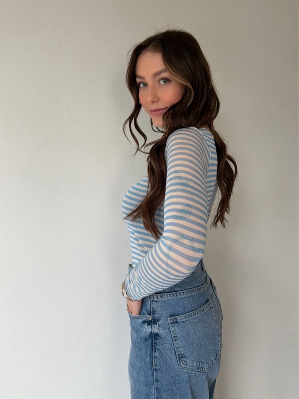 Justine Longsleeve Baby Blue/White