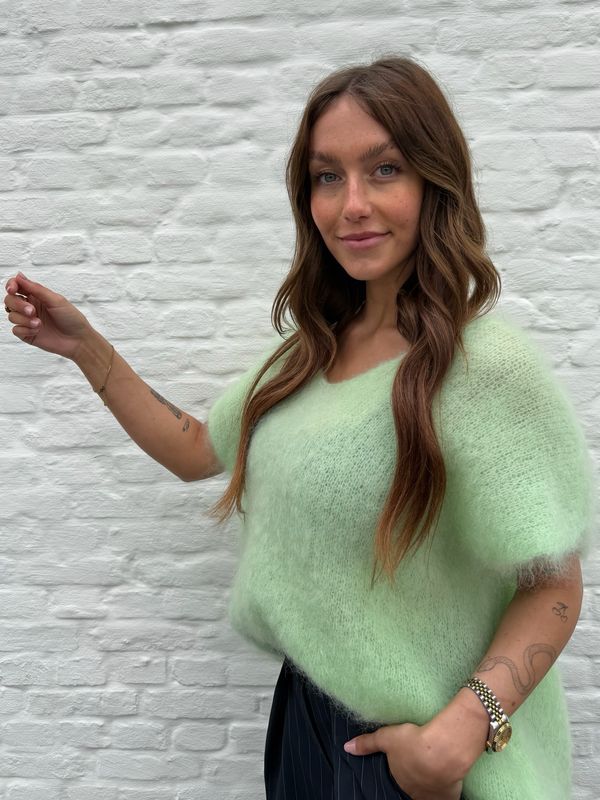 Zoé Pull Lemon Green 80% Kid-Mohair
