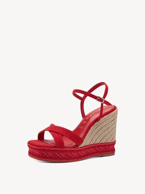 Sandaal met sleehak vurig rood