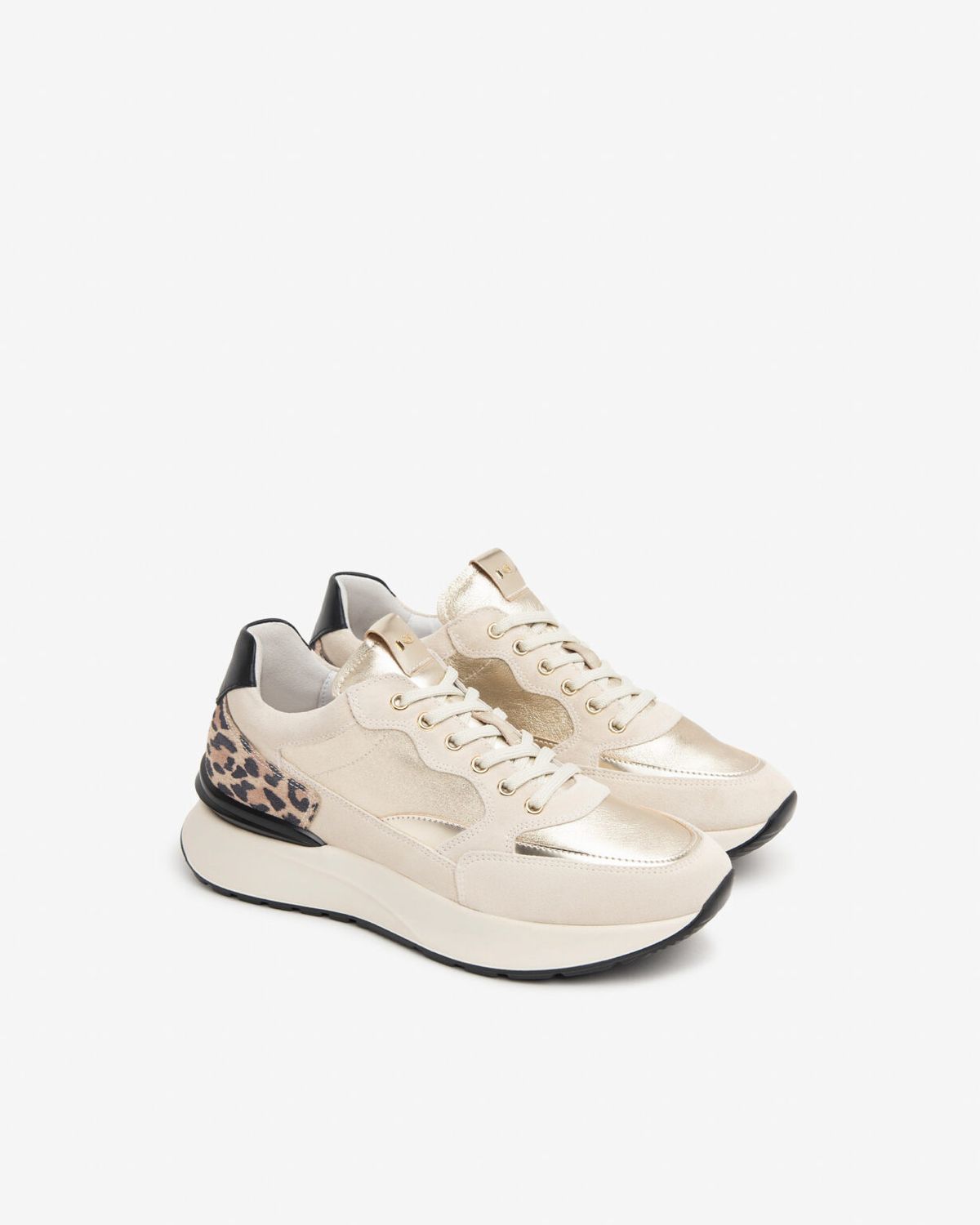 Sneakers Nero Giardini suède/leder in het beige
