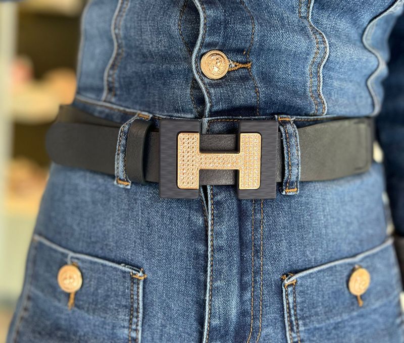 Donkerblauwe riem met H