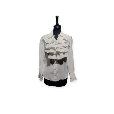 Blouse in het wit met frulletjes (MAAT 36) Blouse in het wit met frulletjes (MAAT 36)