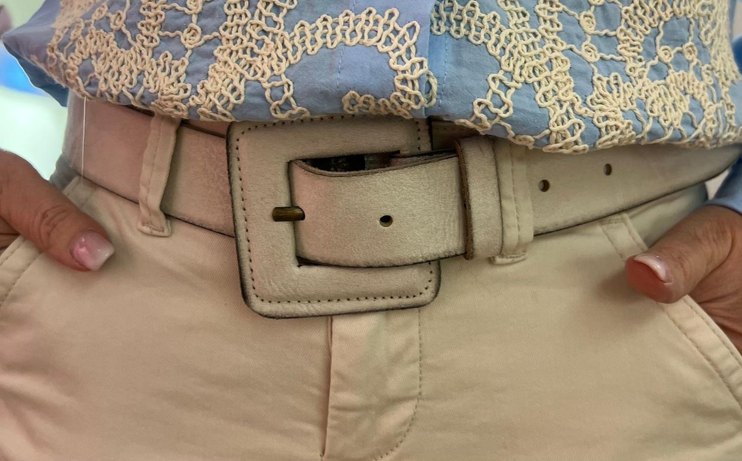 Beige riem in leder (MAAT 85)