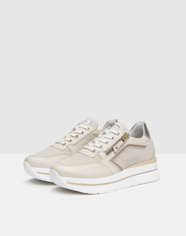 Sneakers Nero Giardini in het beige met een rits