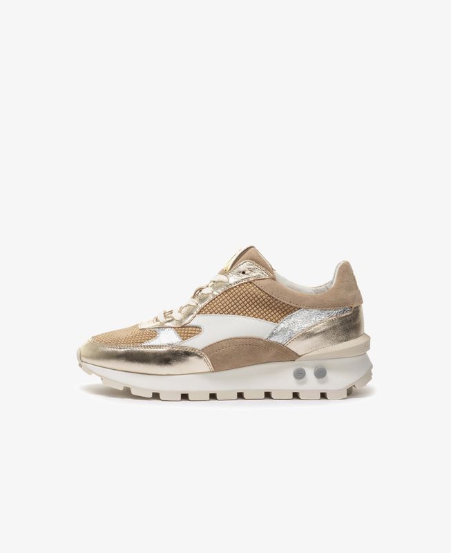Sneakers Floris van Bommel met goud en beige
