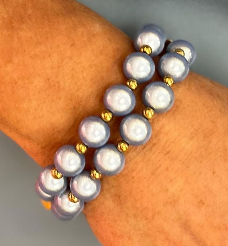 Set van twee jeansblauwe armbandjes