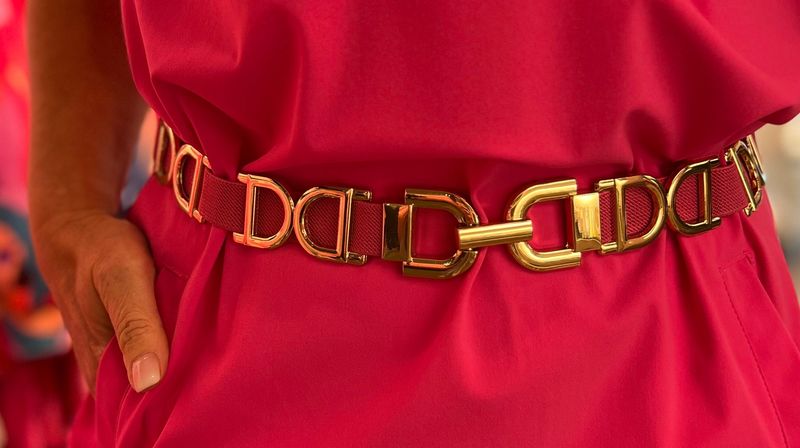 Fuchsia riem met goud