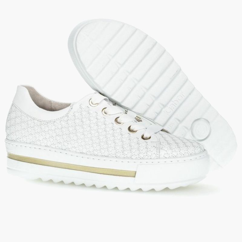 Witte sneakers met goudkleurige afwerking Witte sneakers met goudkleurige afwerking