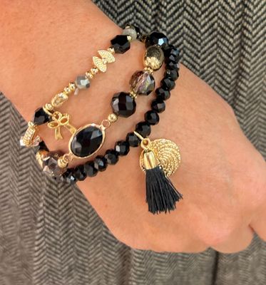 Set van drie zwarte armbanden