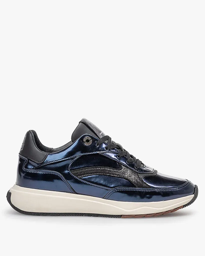 Donkerblauwe sneakers van Floris Van Bommel met glans